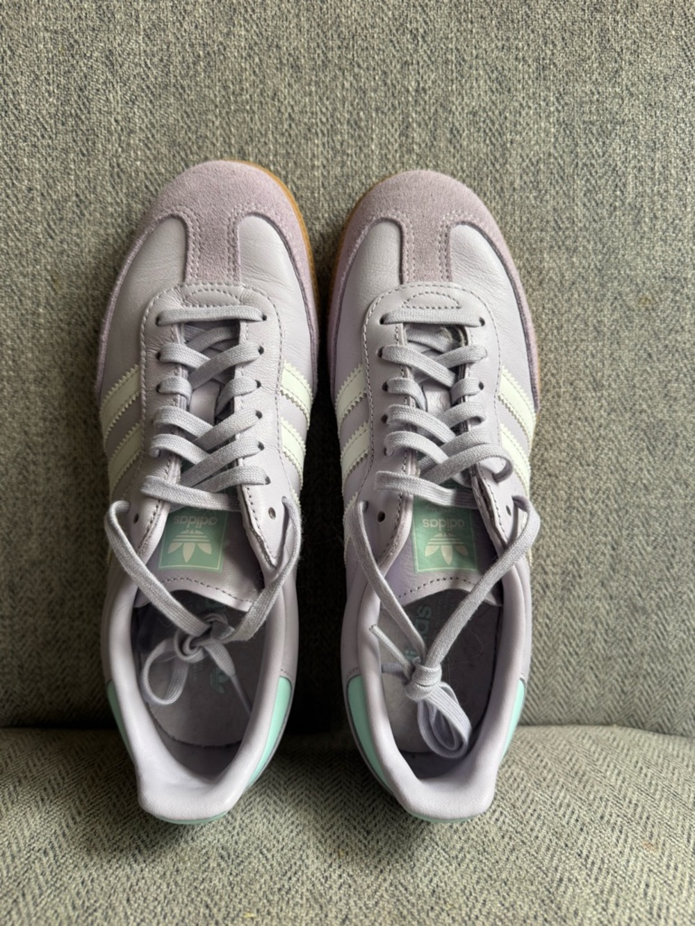 adidas Light Lavender Sneakers with Mint Heel Accents